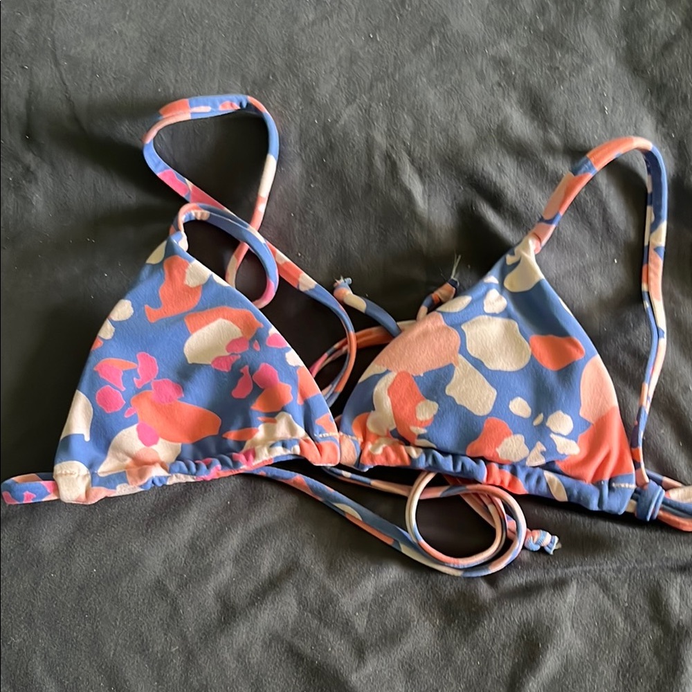 Midori Blue and Pink Floral Bikini Top